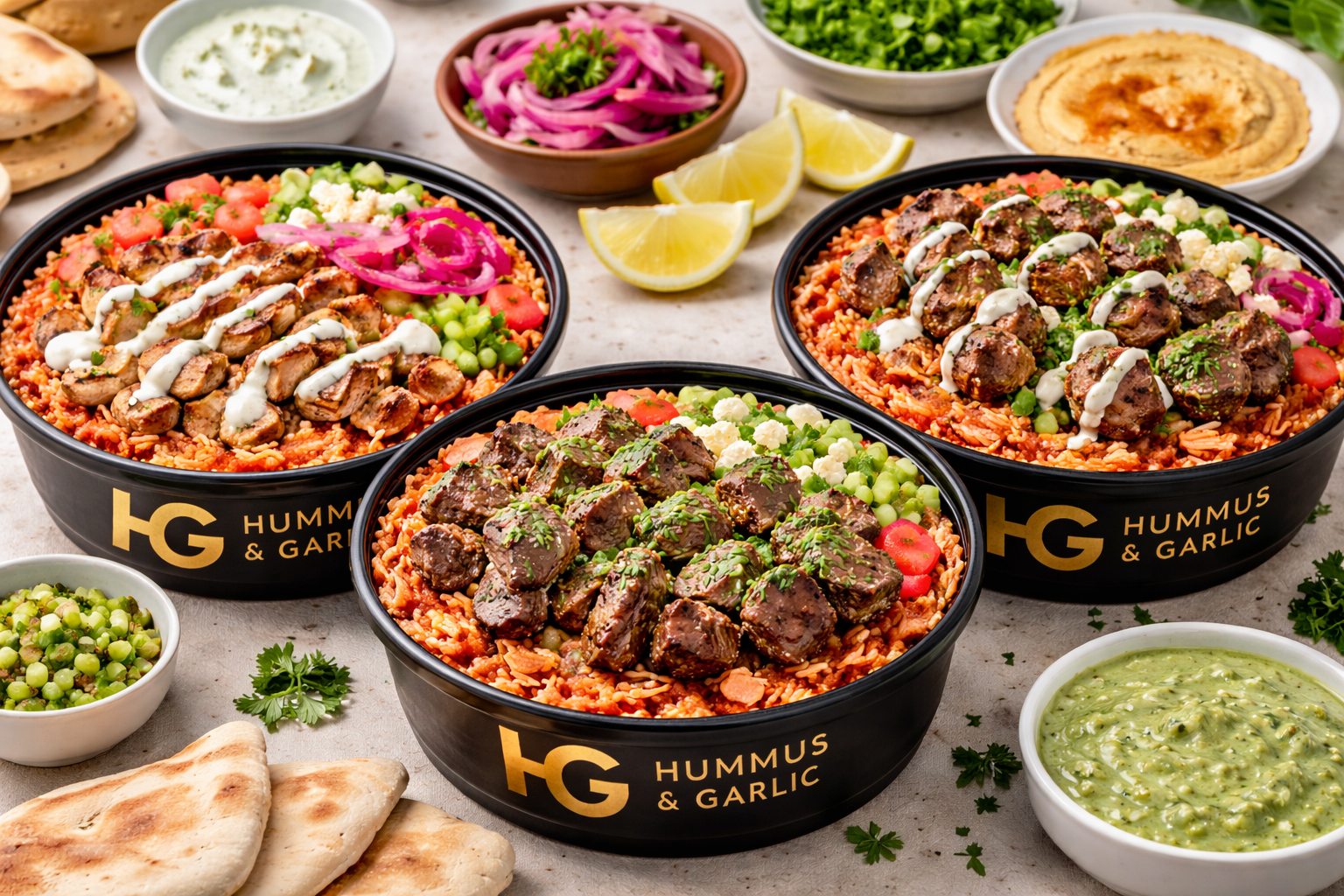Hummus & Garlic Wyandotte — Mediterranean bowls, sandwiches, and shawarma